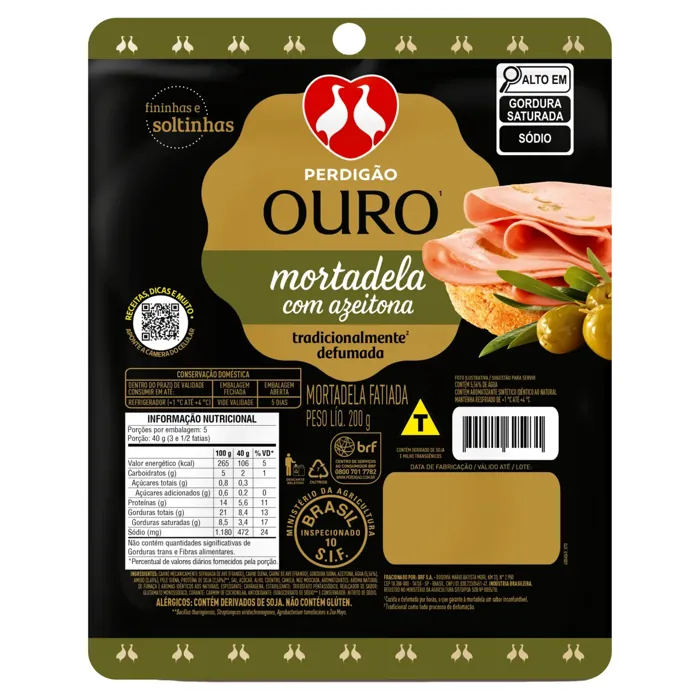 Mortadela Fatiada com Azeitona Perdigão Ouro 200g