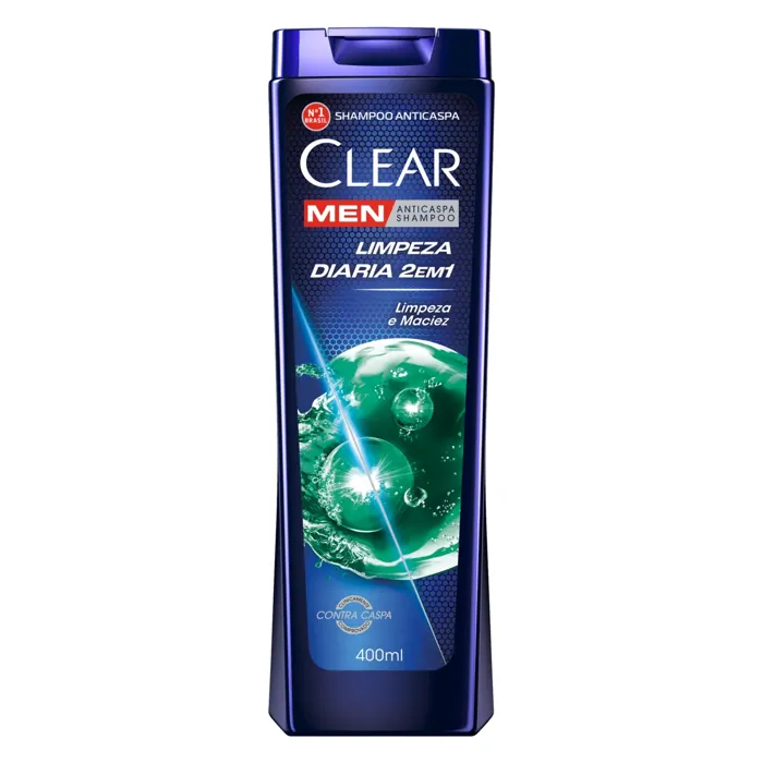 Shampoo Anticaspa Clear Men Limpeza Diária 2 em 1 400ml