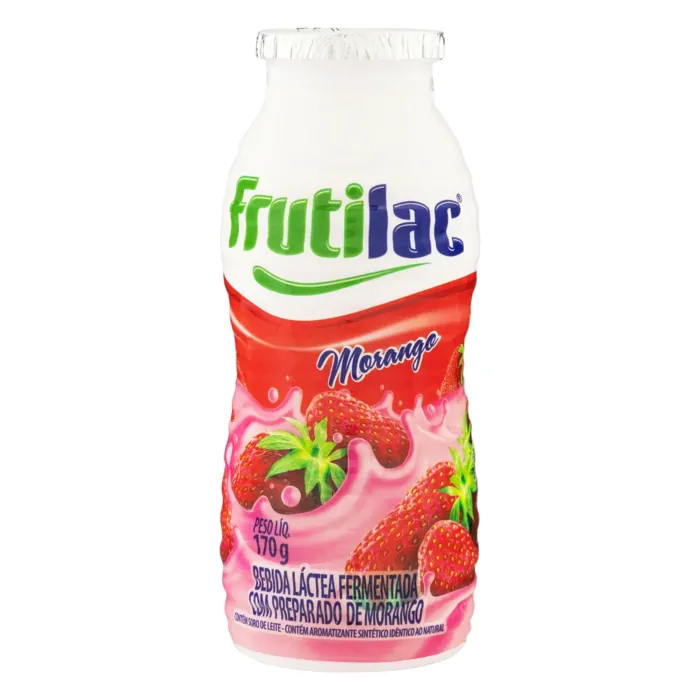 Bebida Láctea Fermentada Morango Frutilac Frasco 170g
