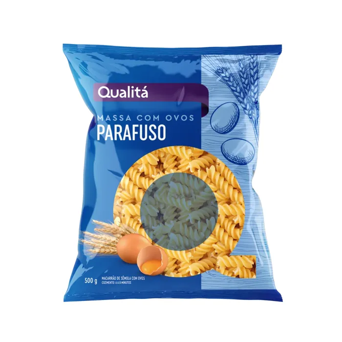 Macarrão de Sêmola com Ovos Parafuso Qualitá Pacote 500g