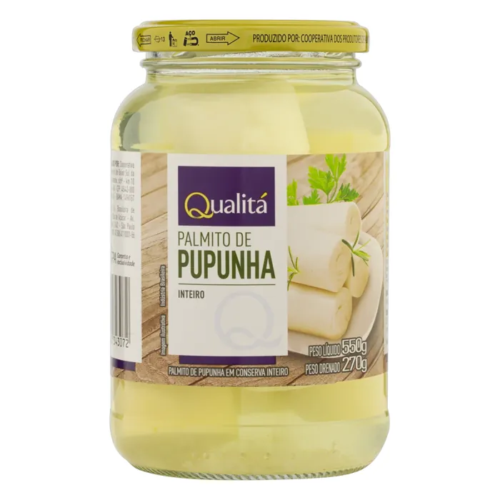 Palmito Pupunha em Conserva Inteiro Qualitá Vidro 270g