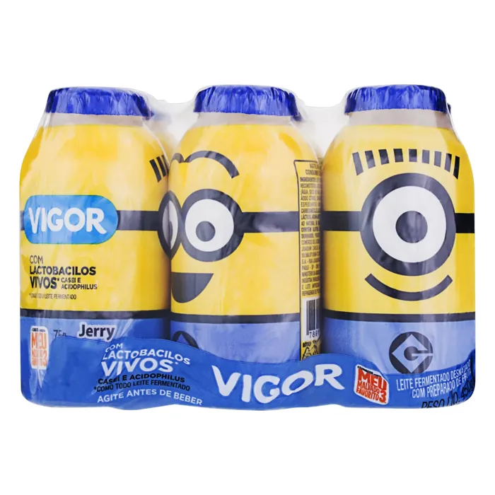 Pack Leite Fermentado Desnatado Minions Vigor Frasco 450g 6 Unidades