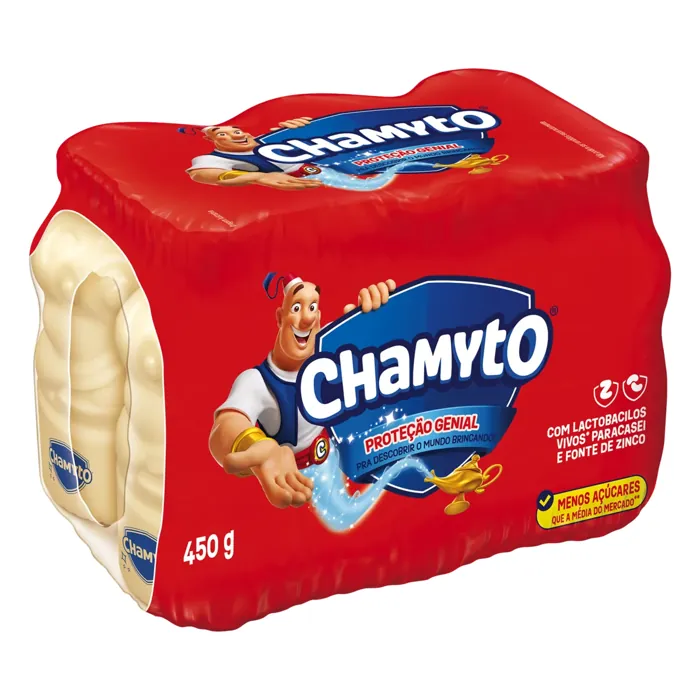 Pack Leite Fermentado Desnatado Chamyto Frasco 450g 6 Unidades