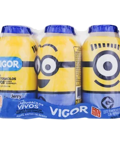 Pack Leite Fermentado Desnatado Minions Vigor Frasco 450g 6 Unidades